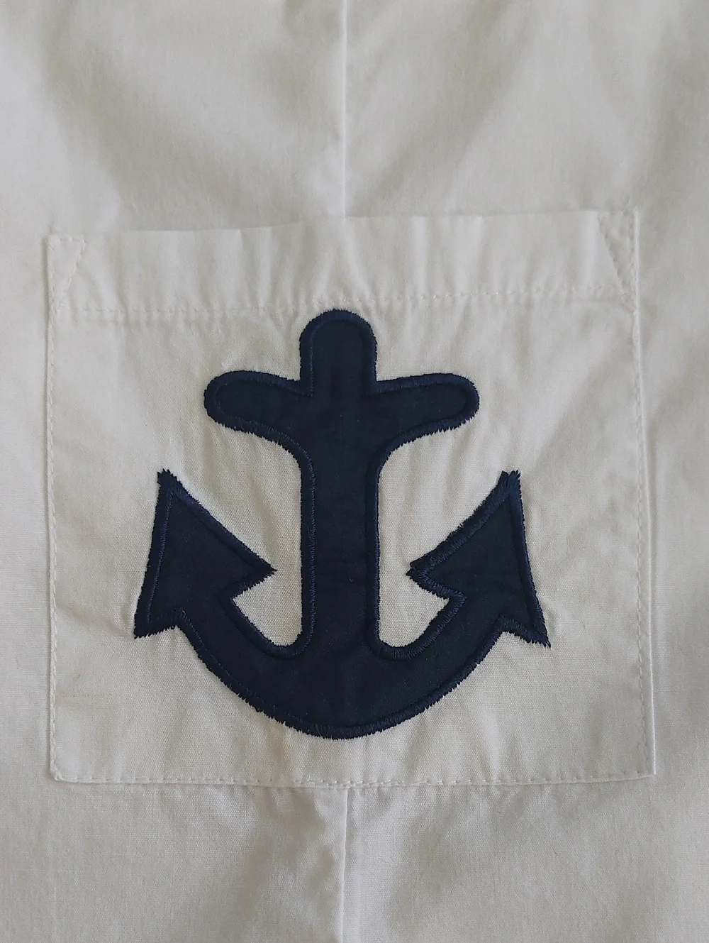 POWELL CRAFT White Nautical Shortalls with Anchor Accent NWOT